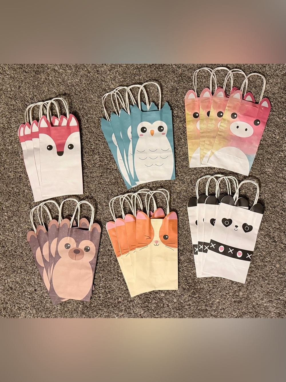 24 Animal Themed Party Gift Bags 8”x4.5” NEW